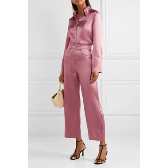 Nanushka Western Marfa Pink Wide Leg Pants L - Picture 1 of 6